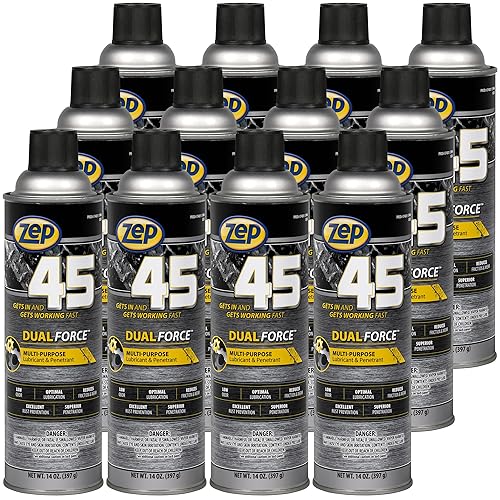 Zep 45 Lubricante de doble fuerza y aerosol penetrante de 14 onzas 374301 (caja de 12) fórmula profesional de doble propósito