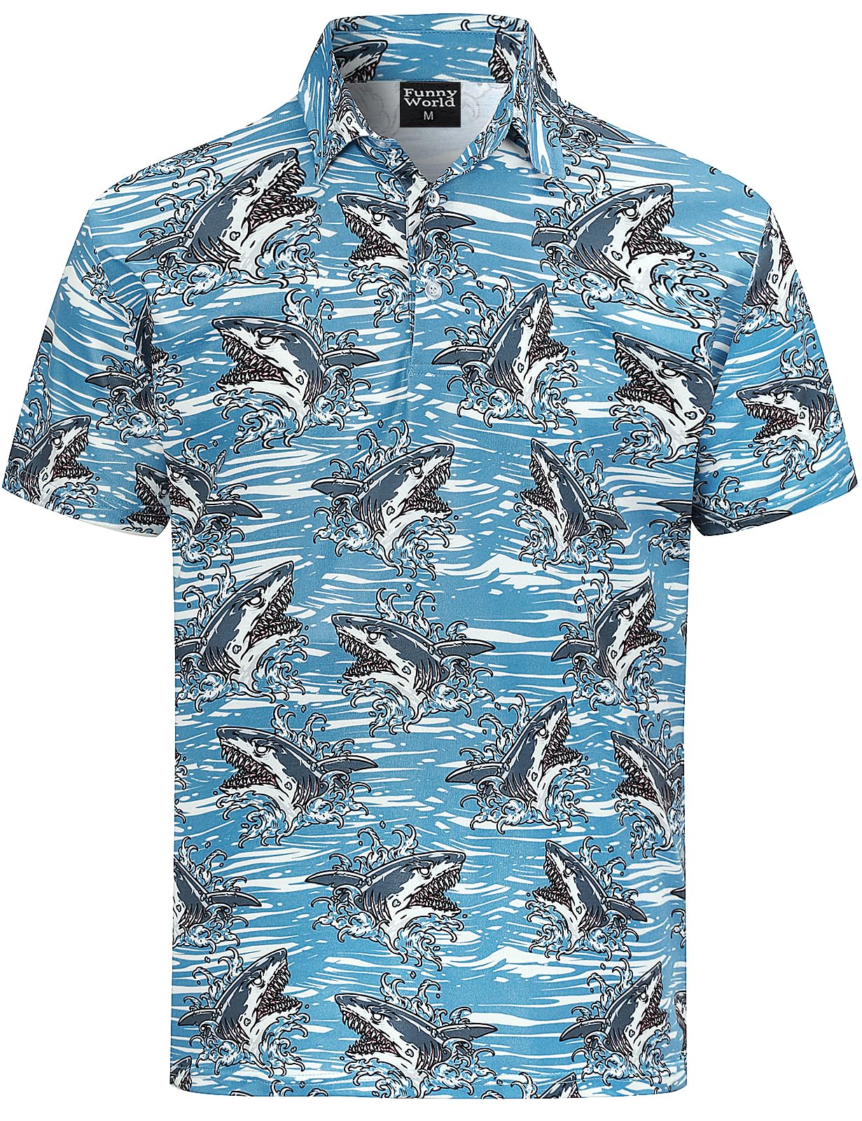 Funny World Men's 3D Pattern Printed Polo Shirts Short Sleeve Golf Shirt for Men