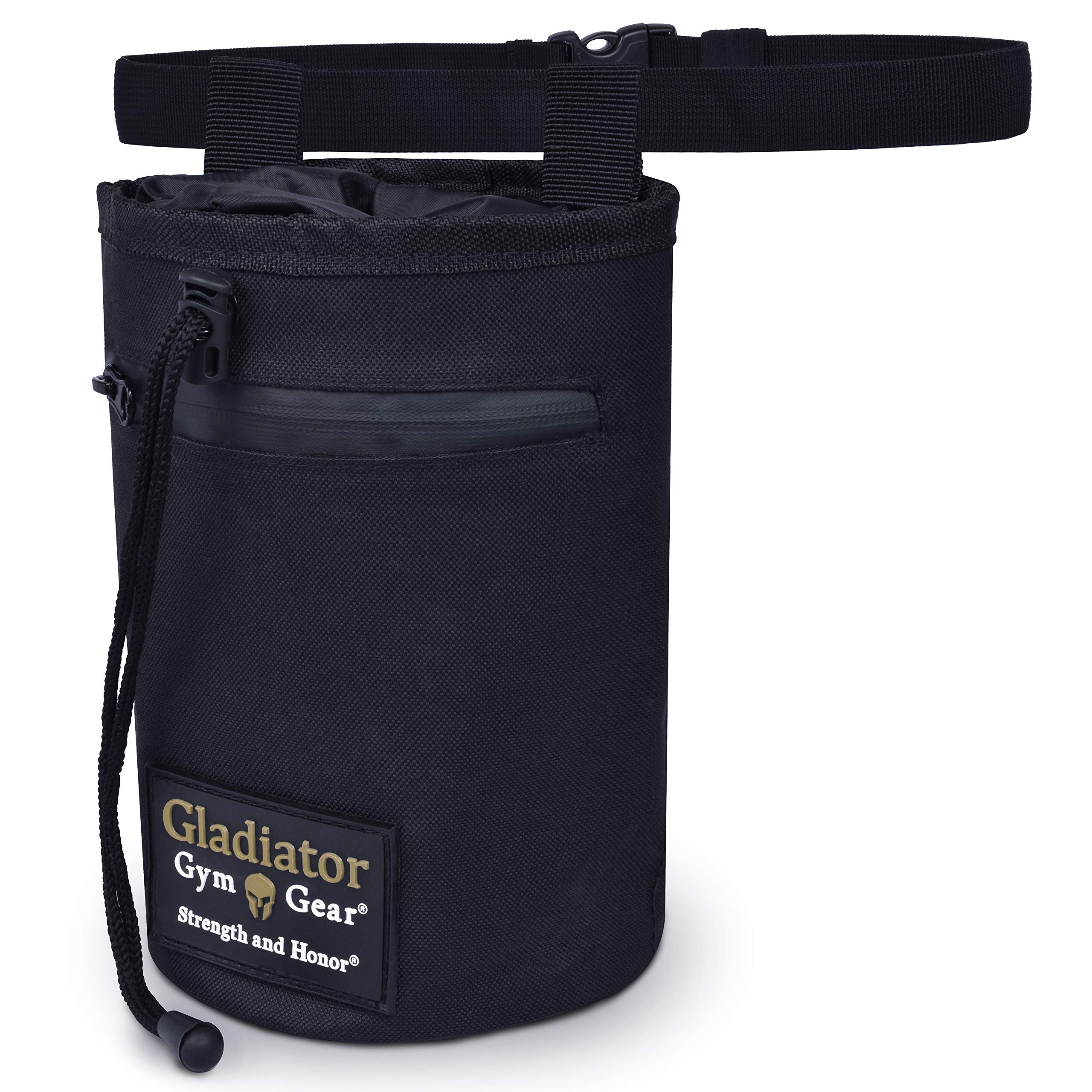 GLADIATOR GYM GEAR Climbing Chalk Bag , Drawstring Hand Chalk Bag with Pockets , Loop and Adjustable Belt, Chalk Bag for Rock Climbing , Weightlifting and Gymnastic