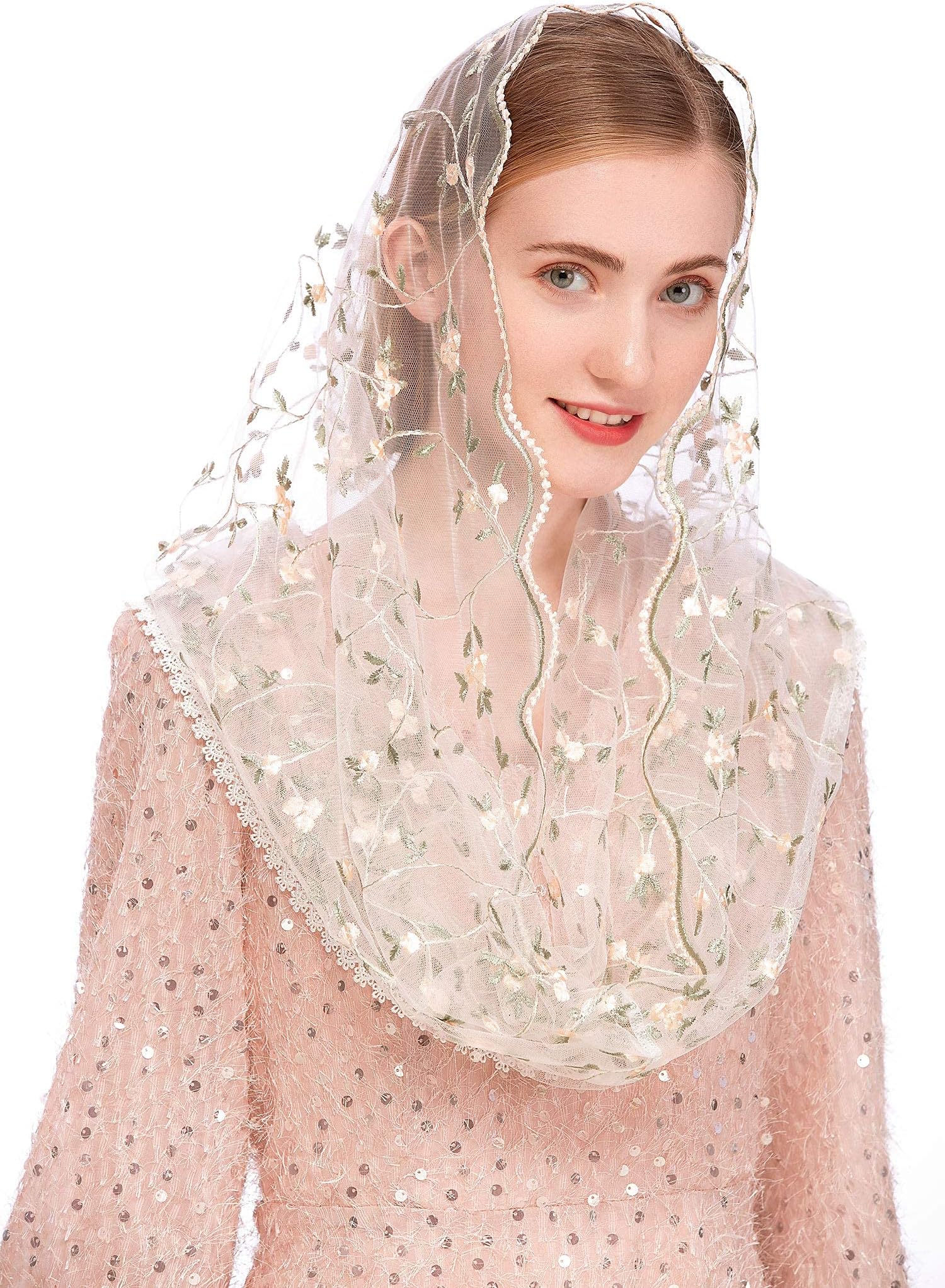 Chapel Veils Mantilla Infinity Veil Latin Mass Little Flower Soft Embroidered Lace Head Covering Scarf