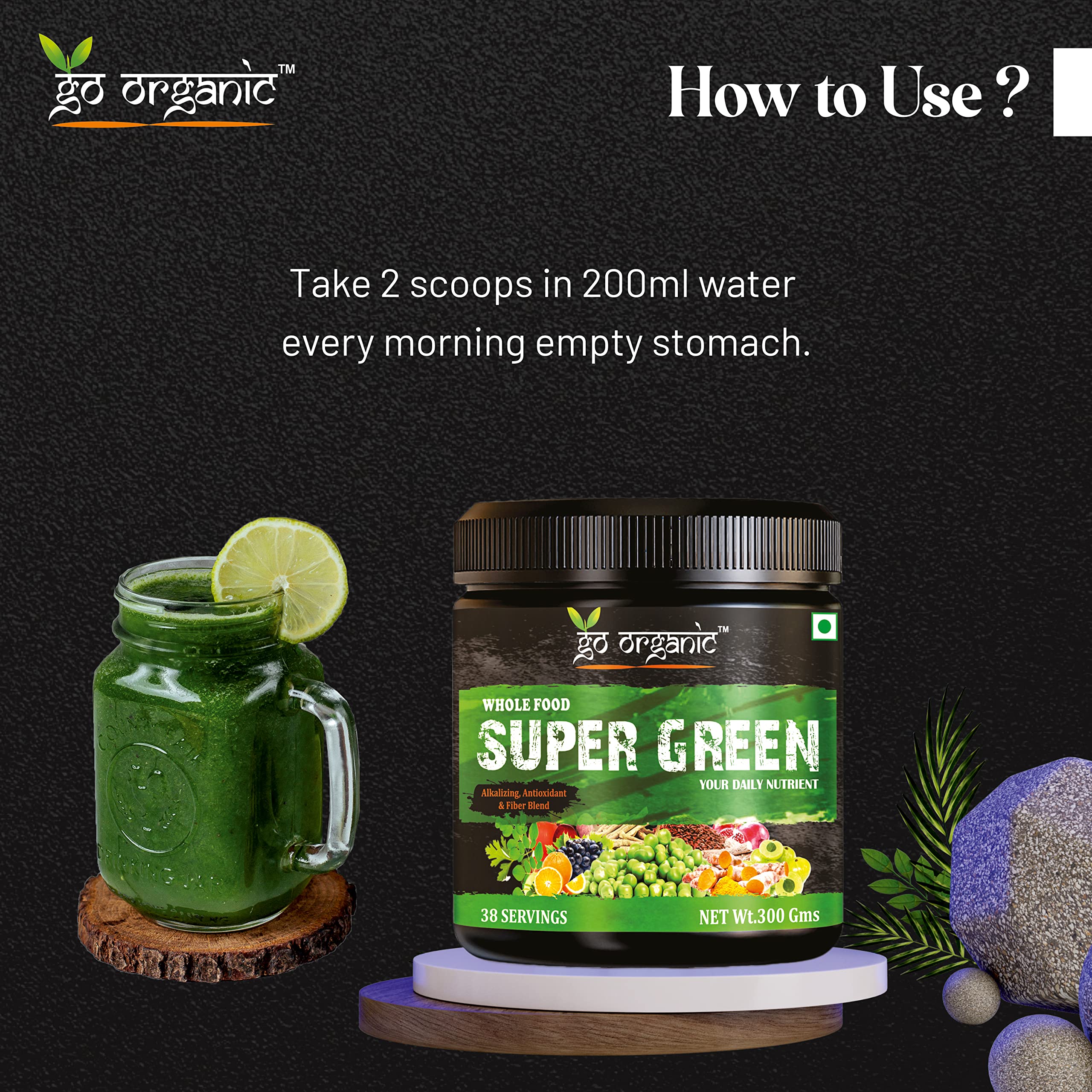 Go Organic Super Greens Powder (300g) | Organic Superfoods with Spirulina & Chlorella | Gluten-Free, Plant-Based Nutrition Drink for Immunity & Energy (Pack of 1) — Amazon image 7