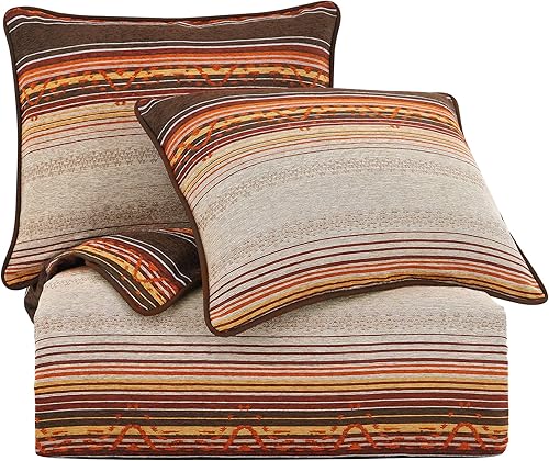 Miniatura 3 de Paseo Road by HiEnd Accents  Estes Western Bedding Juego de edredón de 3 piezas Super King, juego de cama con temática de cabaña rústica a rayas de