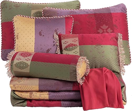 Miniatura 6 de Chezmoi Collection - Juego de edredón jacquard floral de 7 piezas, acolchado, tejido, tamaño king