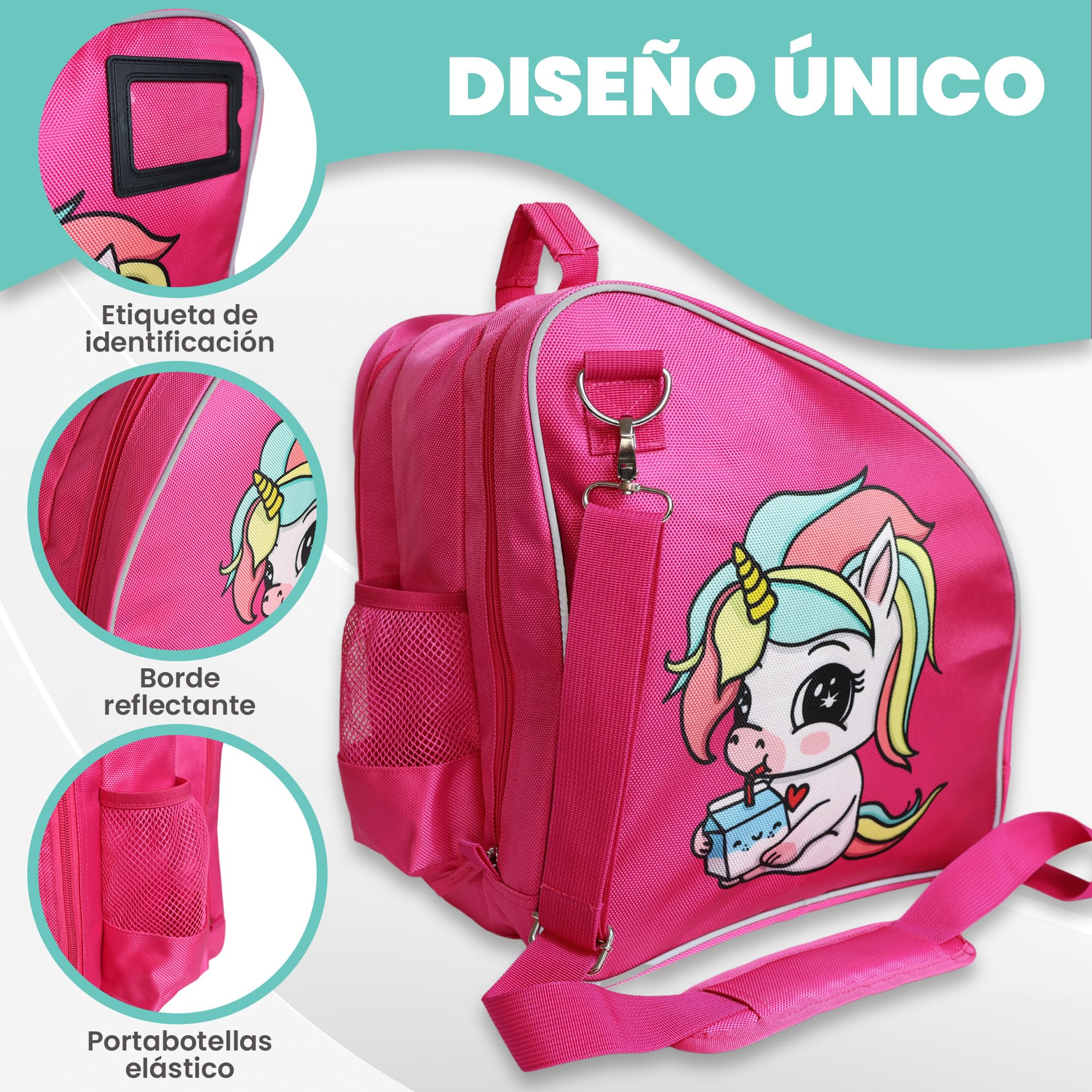 Bolsa para Patines Niña Mochila 4 Ruedas y en Línea Ajustable Transpirable Reflectante