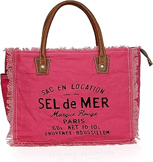 CLA Bags Sel De Mer Upcycled Canvas Hand Bag Upcycled Canvas & Cowhide Tote Bag Radiant Upcycled Canvas & Cowhide Leather Bag (Pink)
