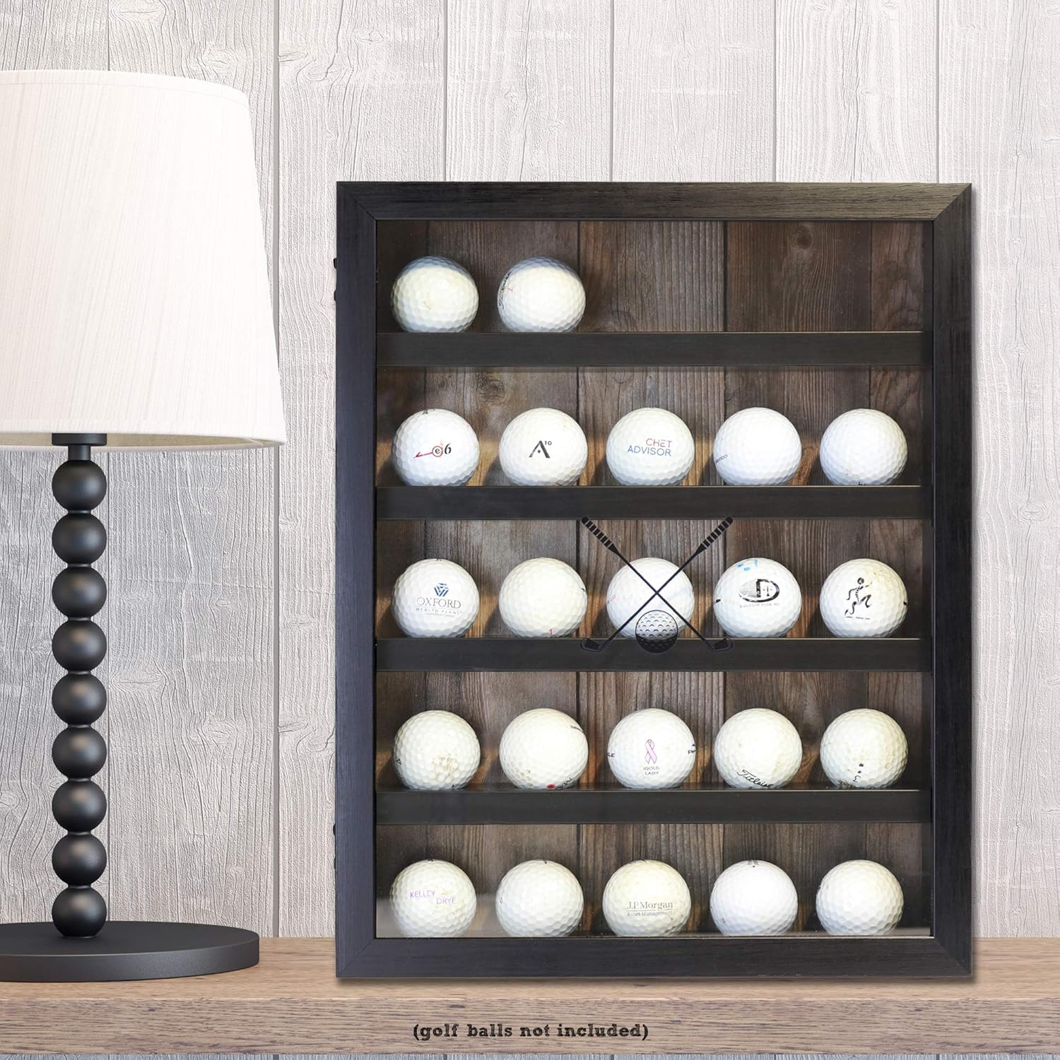 Lawrence Frames 531011 11x14 Golf Display Case-Holds 25 Logo Balls Shadow Box Frame, Black