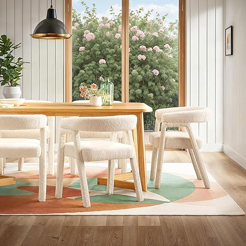 Miniatura 8 de Walker Edison Ezra - Silla de comedor moderna de madera maciza con respaldo redondeado, color natural (juego de 2)