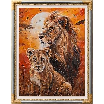 Leczany Kreuzstich-Set zum Selbermachen komplettes Sortiment an vorgedruckten Startersets f r Anf nger   K nig der L wen und Jugend 45x60cm