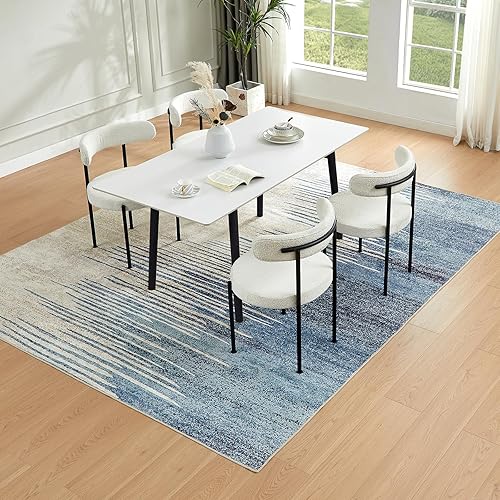 Miniatura 8 de VKLIVING Alfombra abstracta de 8 x 10 pies, lavable, delgada para sala de estar, para alto tráfico, moderna, antideslizante, para dormitorio, suave