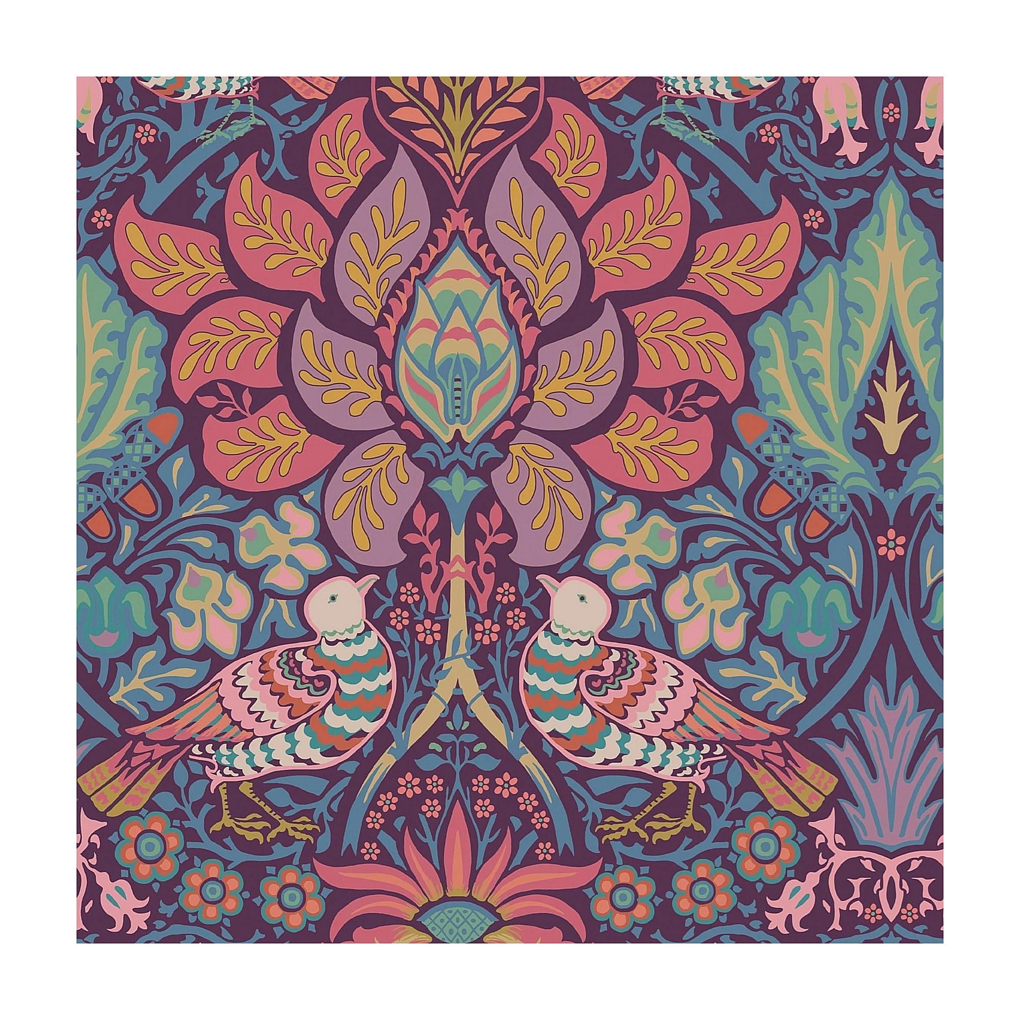 William Morris at Home Dove & Rose Carnival Wallpaper | Paste the Wall | Purple Animals | Eco-Friendly