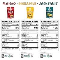 Vista 3 de Mavuno Harvest - Paquete de variedad de fruta seca orgánica Mango seco, piña y jaca Snacks saludables, veganos, sin azúcar añadido, sin OMG