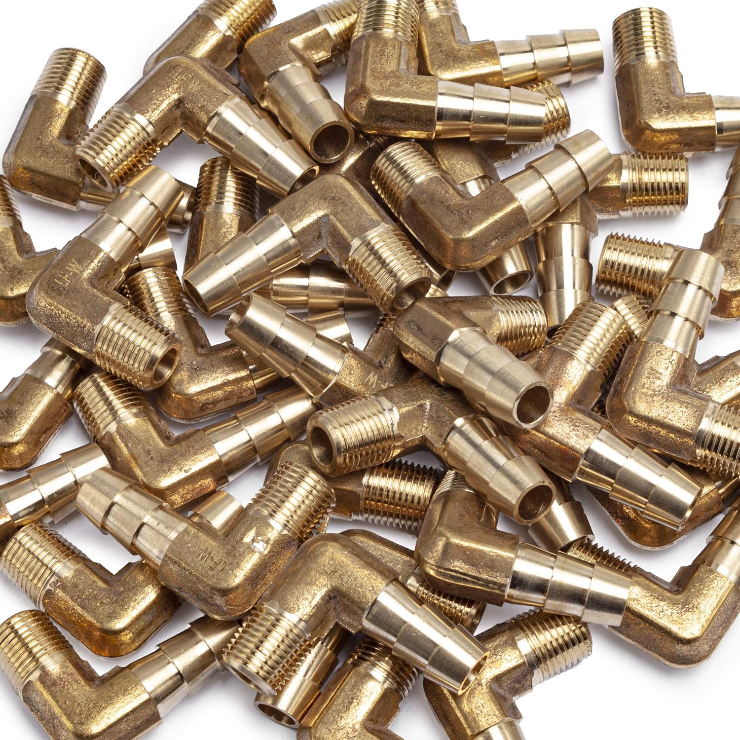 LTWFITTING LF 90 Deg Elbow Brass Barb Fitting 5/16" Hose Barb x 1/8" Male NPT Thread Fuel Boat Water (Pack of 700)