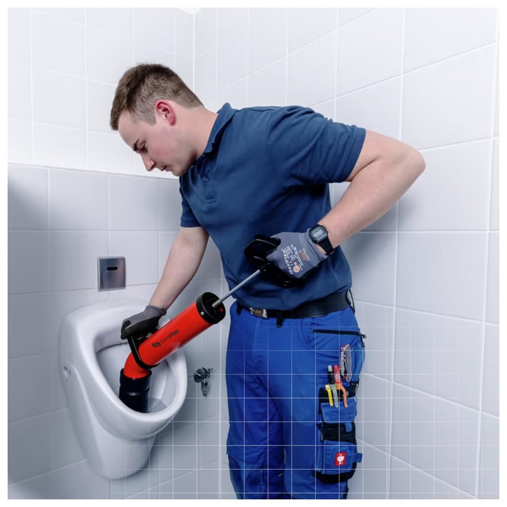 Sanpro Rohrreinigungspumpe Made in Germany | Schnelle & effektive Rohrreinigung in Küche, WC & Bad | Chemiefreier Hochdruck Abflussreiniger | Druckluft Druckrohrreiniger, Rohrreiniger, Pumpe