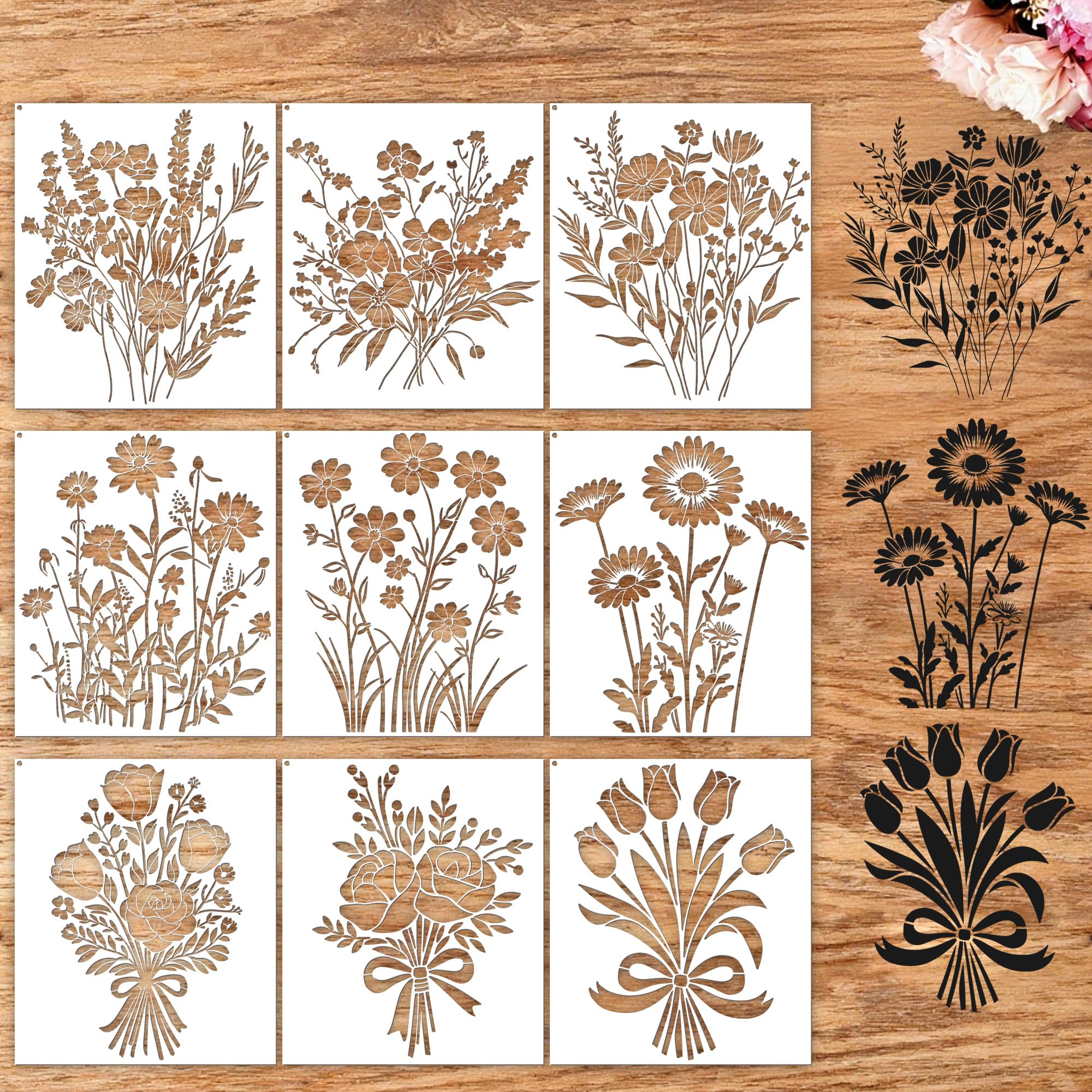 Pochoirs floraux Sitsink pour fabrication de cadeaux personnalisés et projets créatifs