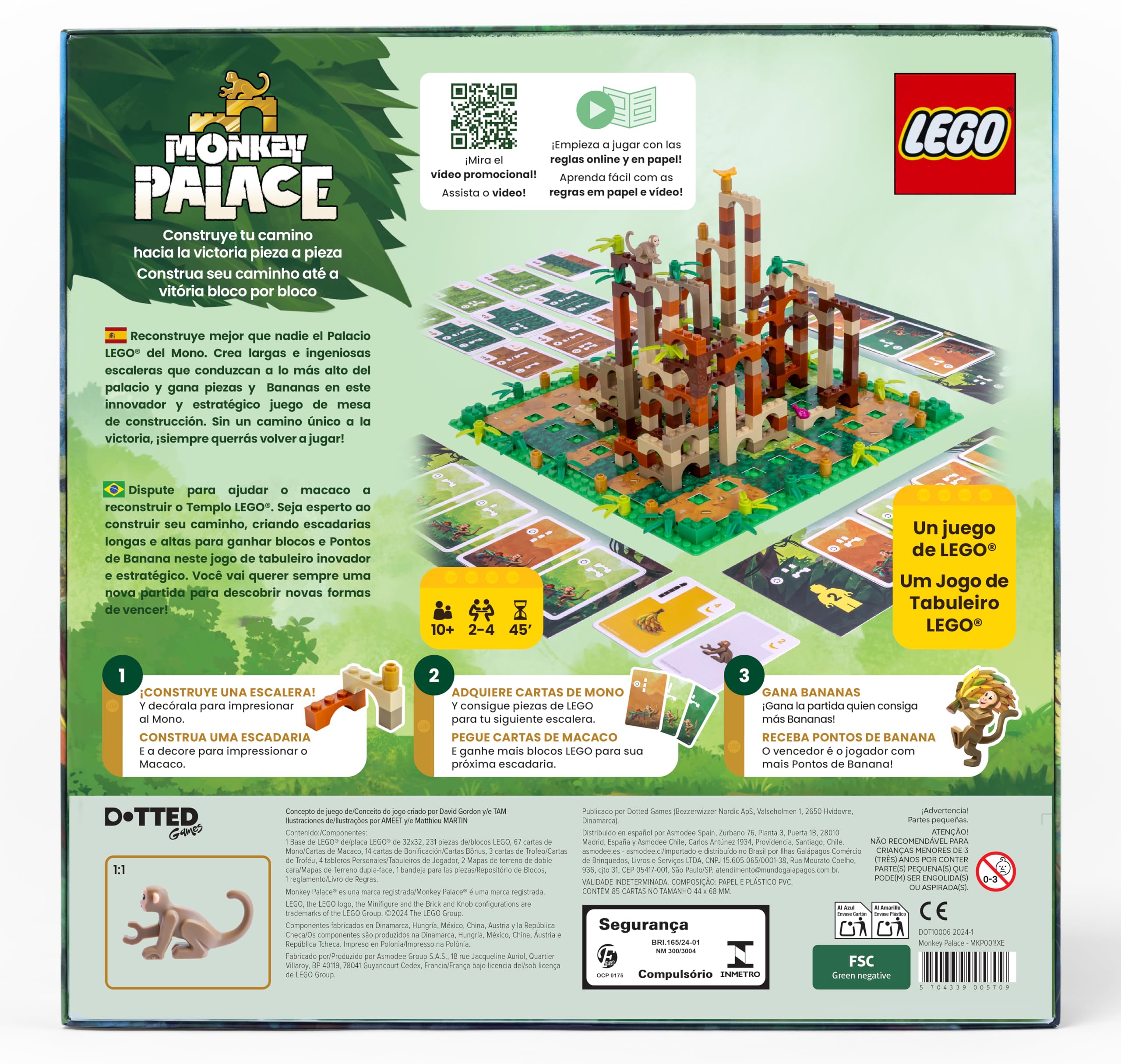 Asmodees Monkey Palace: Un Juego de Mesa de Lego, Juego Divertido | Construye Tu Camino hacia La Victoria Pieza A Pieza, para Familias, Niños y Adultos, Edad 10+, 2-4 Jugadores, 45 Min