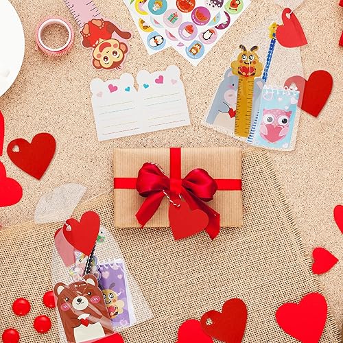 Miniatura 5 de Whaline Paquete de 24 artículos de papelería para el día de San Valentín blocs de notas de animales regla tarjetas de felicitación lápices bolsas de