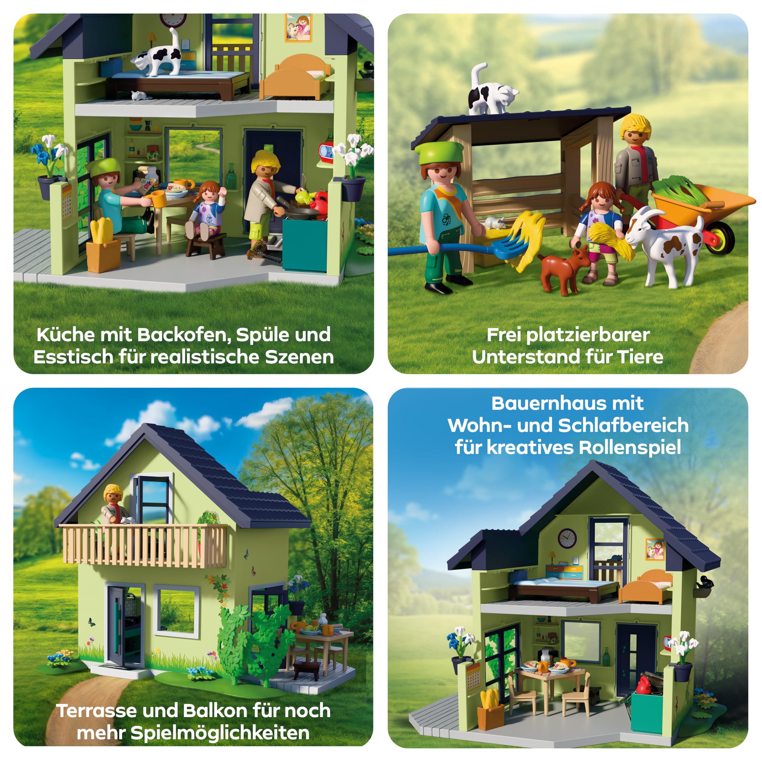 PLAYMOBIL | Country | Bauernhaus | Wohnhaus mit Balkon, Küche, Betten, Tieren & umfangreichem Zubehör | Für Kinder ab 4 Jahren | 72162