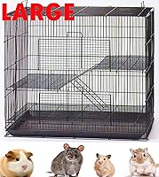 Vista 10 de Jaula de transporte de animales de 3 niveles fácil de transportar, plegable para hurones, chinchillas, planeadores de azúcar, ratas, ratones