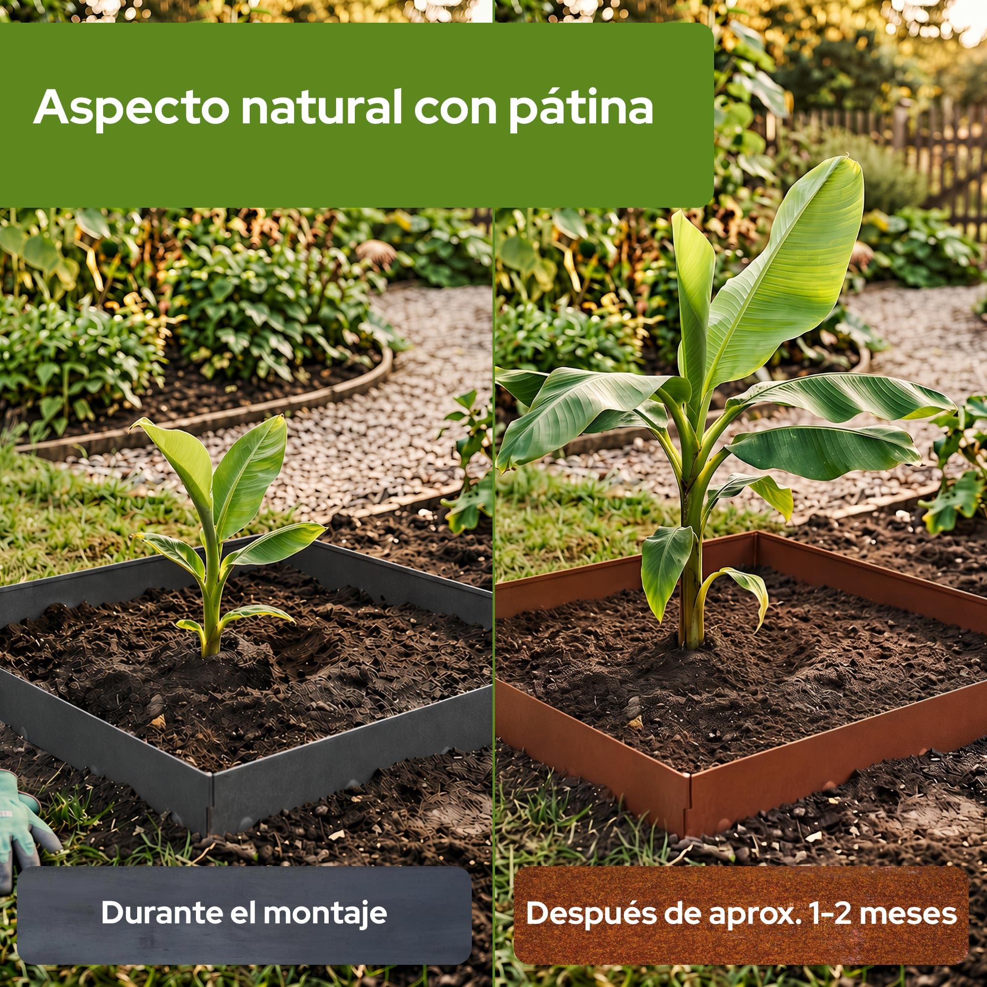 Arebos Borde de Jardín de Acero Corten 10 m | Bordura Césped Metálica & Delimitación Parterres | Flexible y Moldeable | Resistente a la Intemperie