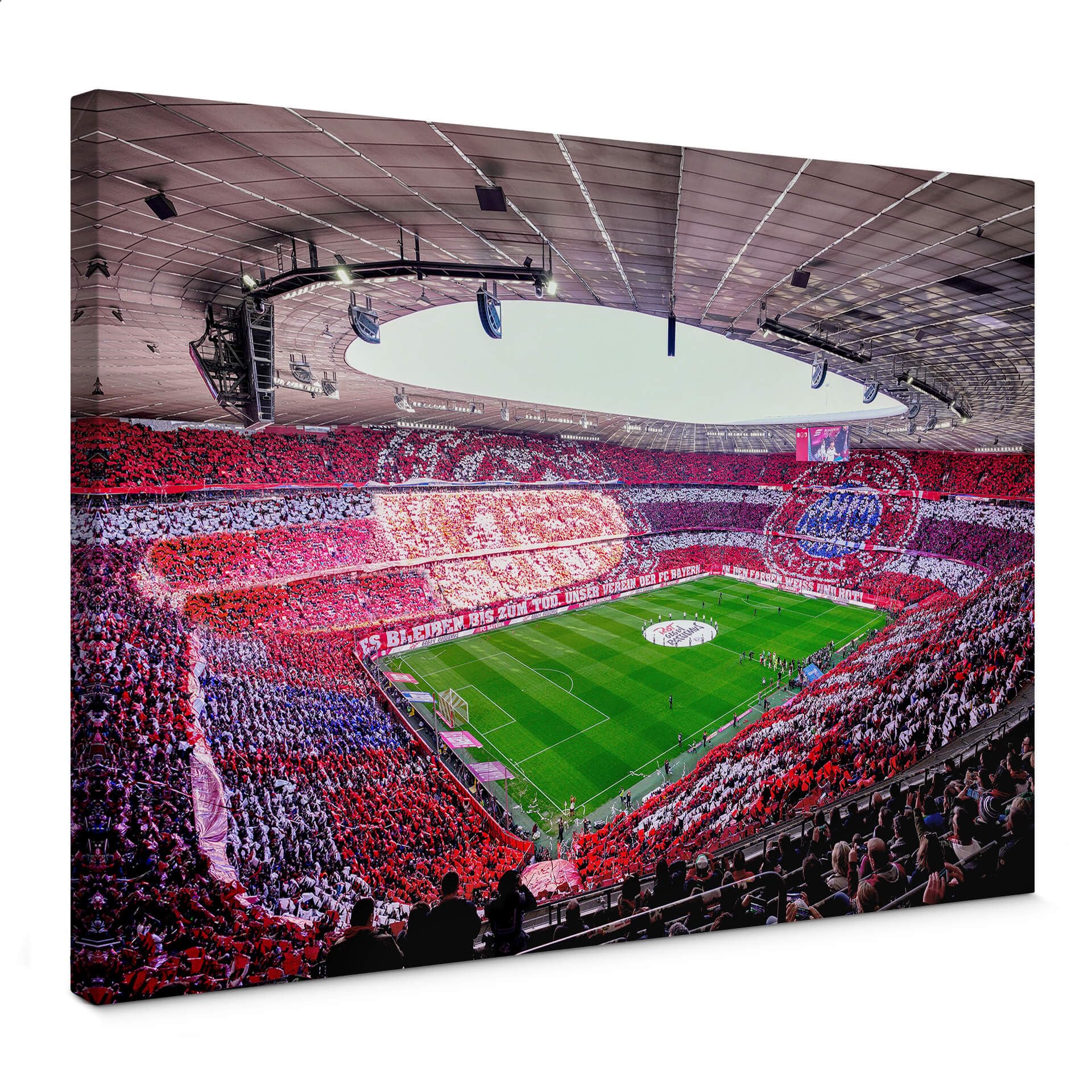 K&L Wall Art Leinwandbild FC Bayern Stadion-Choreo bei Tag mit Wandhalterung | FCB FC Bayern München Fußball Bundesliga Sport Allianz Arena | (75X50 cm)