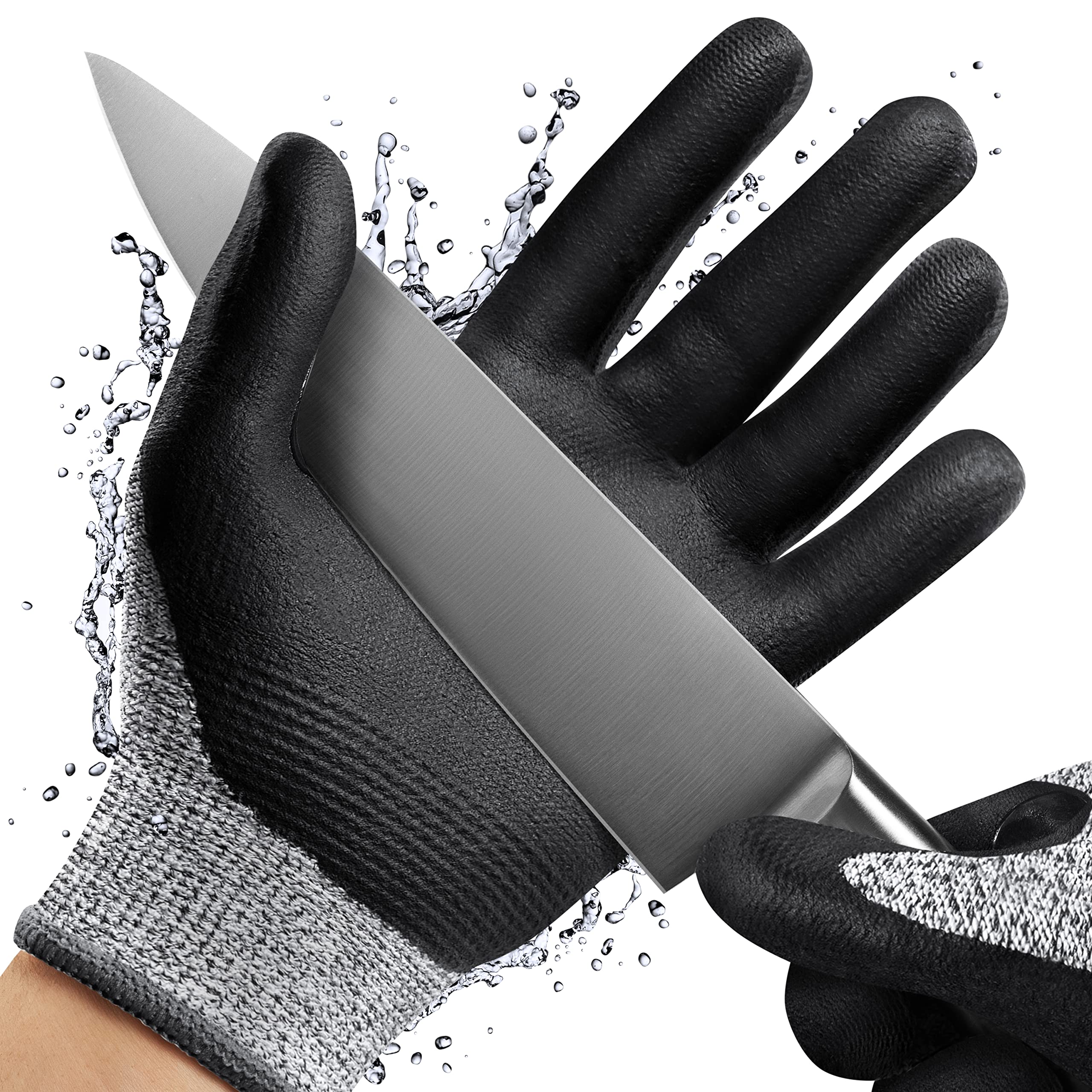 NoCry Professional Cut Resistant Work Gloves for Men and Women with Firm Grip and Waterproof Palms — Touchscreen Tips & Reinforced Thumb — Ideal for Cutting, Slicing and Dicing