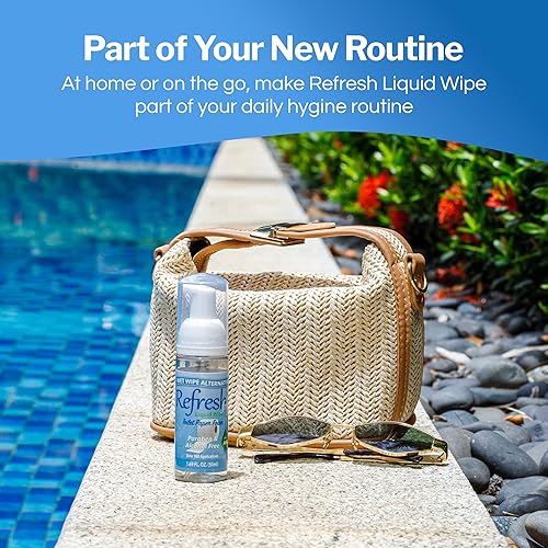 Miniatura 4 de Refresh Liquid Wipe Espuma de papel higiénico (tamaño de viaje de 1.69 fl oz), alternativa ecológica de toallitas húmedas desechables para pieles