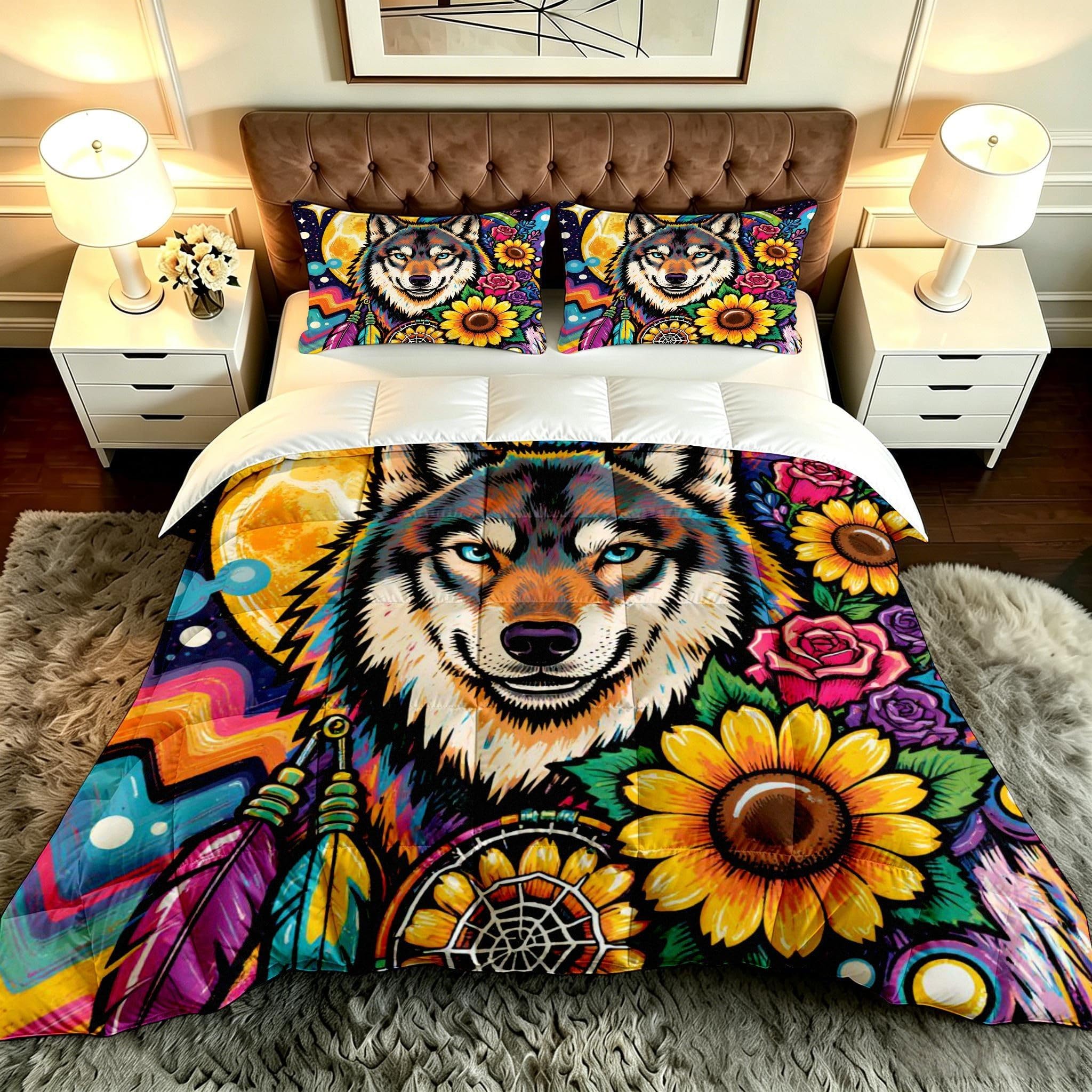 Edredón lobo flores 240x260 cm que soluciona la falta de abrigo en camas grandes