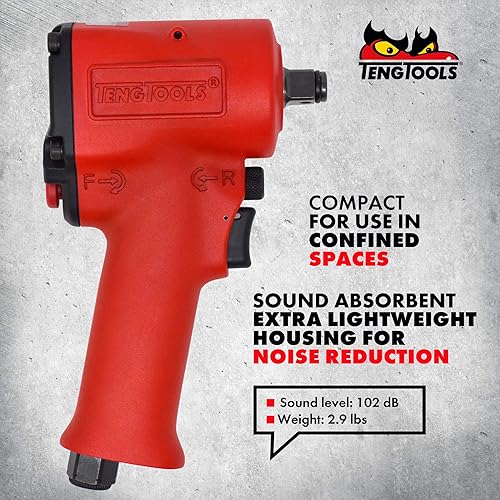 Miniatura 4 de Teng Tools ARWM12M - Pistola de llave de impacto neumática compacta reversible de 12 pulgada de alto par