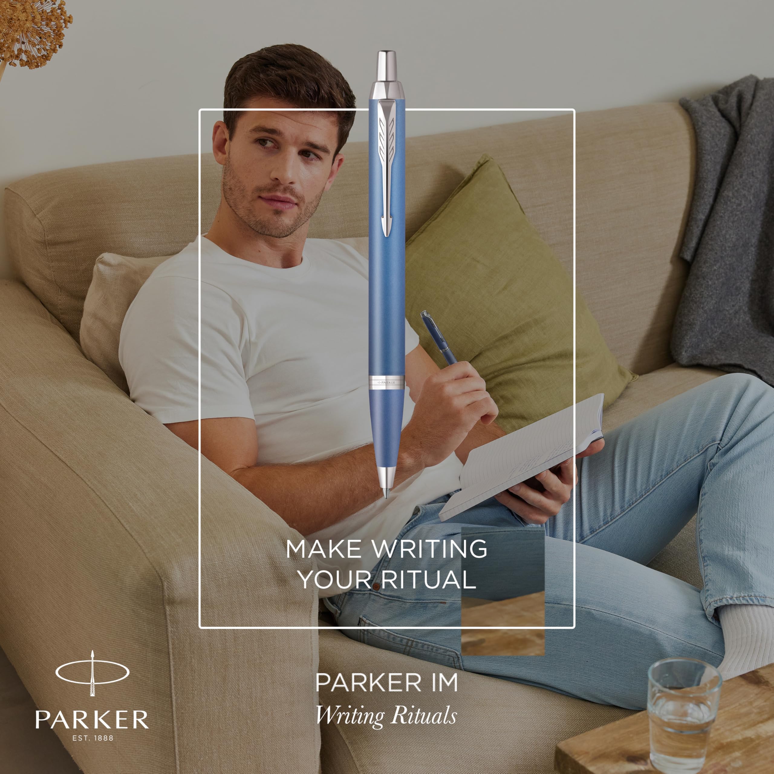 Parker IM Bolígrafo Writing Rituals | acabado Azul degradado con adornos cromados | punta media | tinta azul | estuche de regalo