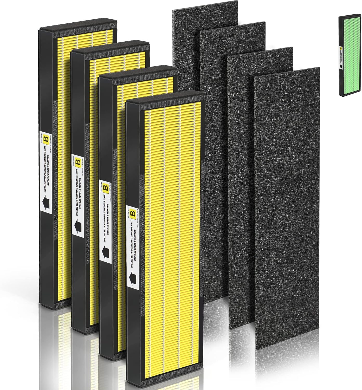 [PET FRIENDLY] AC4825 HEPA Filter B Replacement Compatible with Ger-mGuardian Filter Replace AC4820 AC4825 AC4300 CDAP4500 AC4850 AC4900 and More, 4x H13 HEPA w/ Activate Carbon+4x Extra Pre-Filters