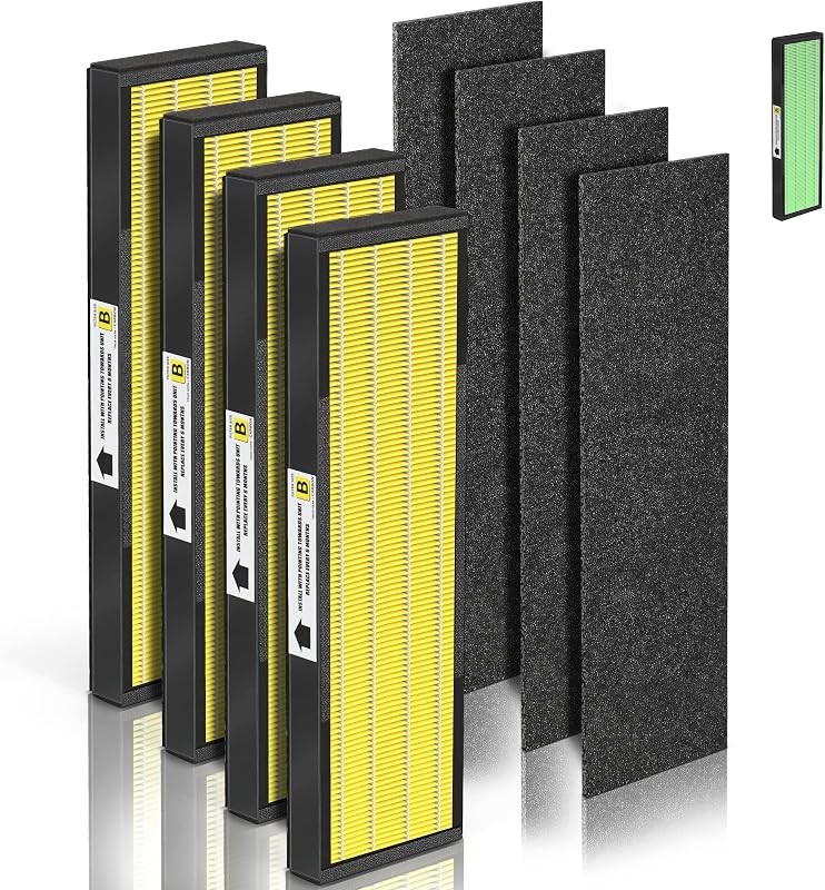[PET CARE] AC4825 HEPA Filter B Compatible with Ger-mGuardian FLT4825 | Air Purifier Filter Replacement for AC4820 AC4825 AC4300 CDAP4500 AC4850, 4x HEPA13 w/Activate Carbon+4x Extra Pre-Filters