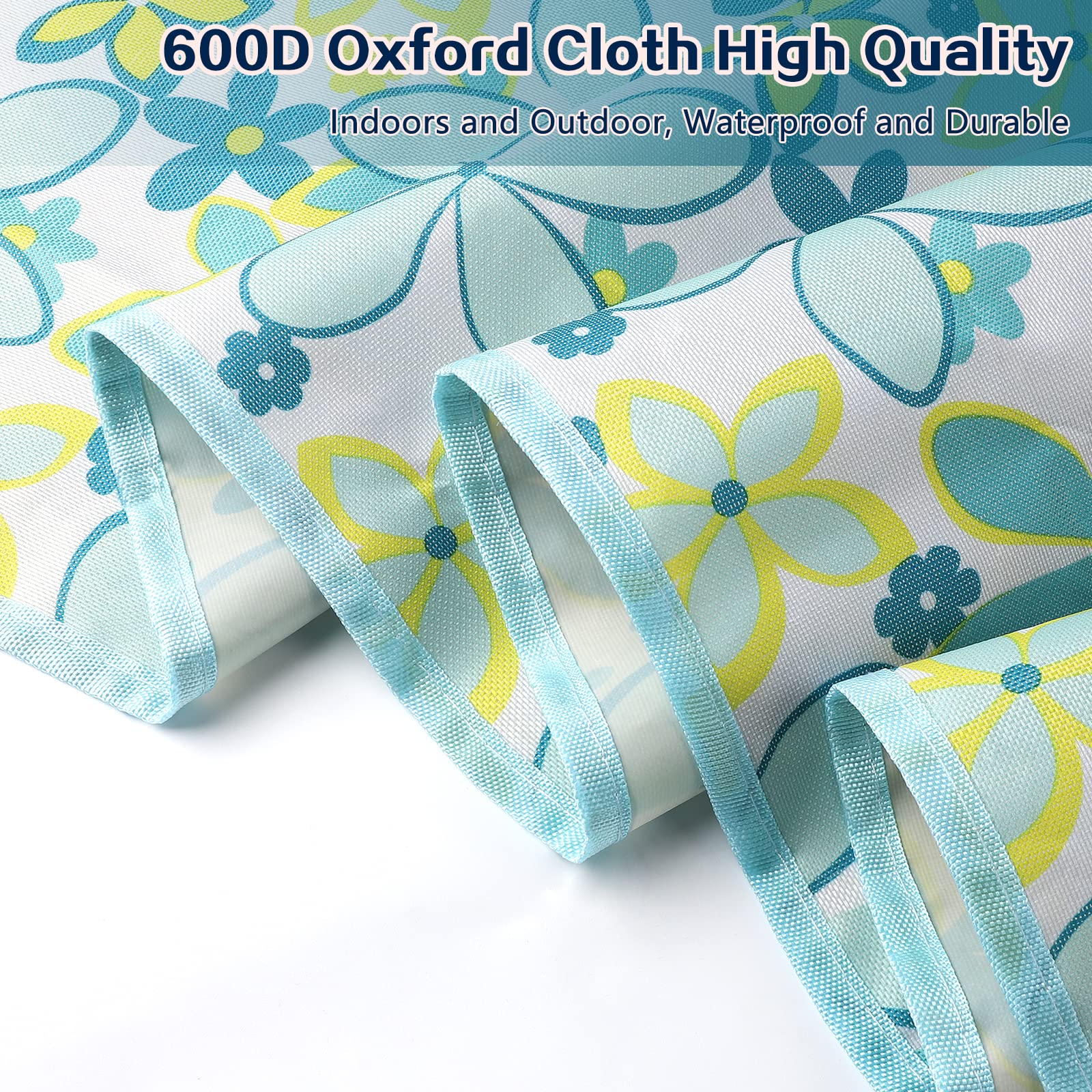 Eucomir Coperta da Picnic Portatile 200 x 200 CM, Impermeabile, Pieghevole, con Manico Portatile, Unisex,per Outdoor Giardino Campeggio, Lily Blu