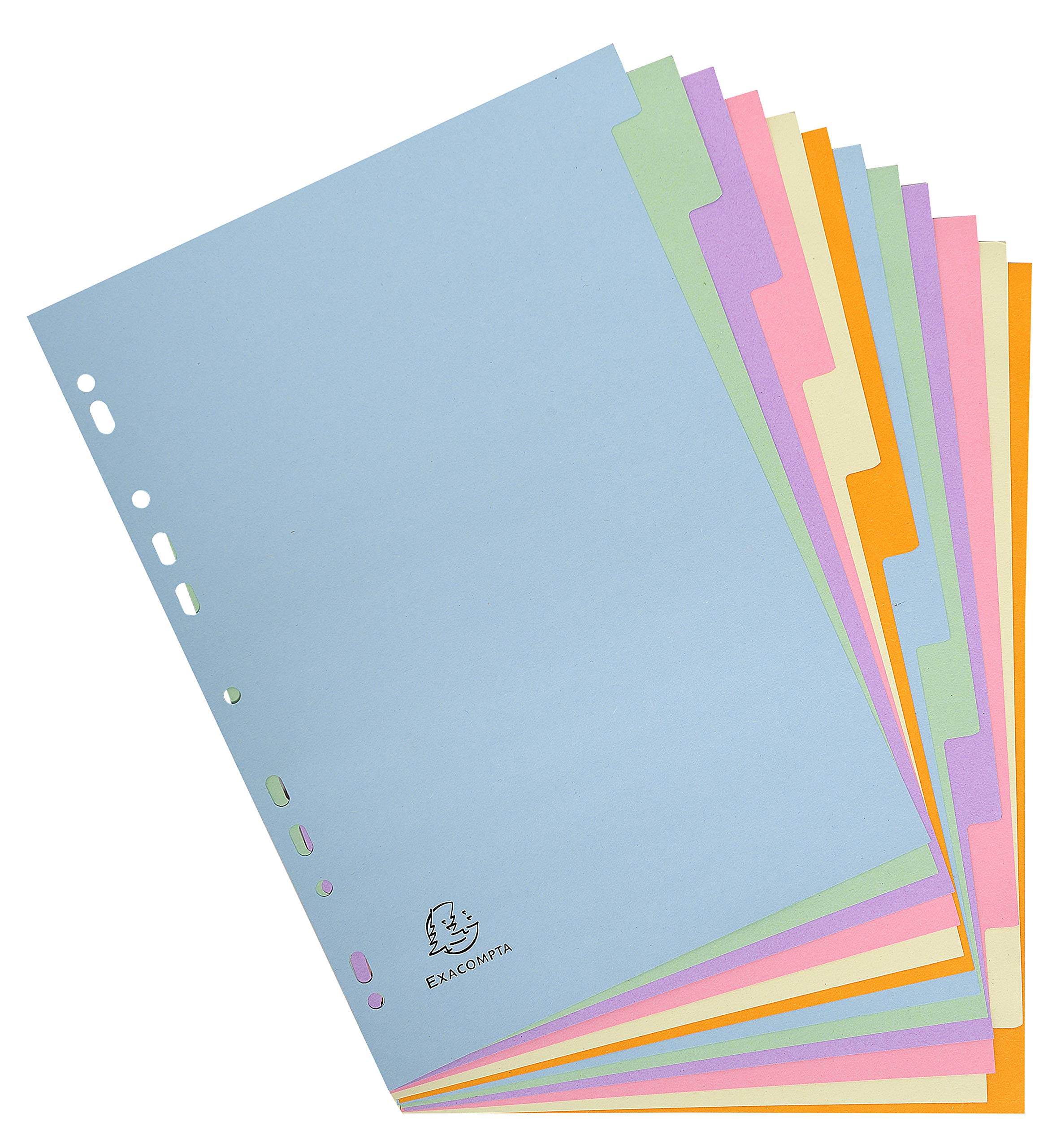 Exacompta Divisori in cartoncino riciclato pastello 170g/m2 A4 22,5x29,7 cm 12 linguette neutre