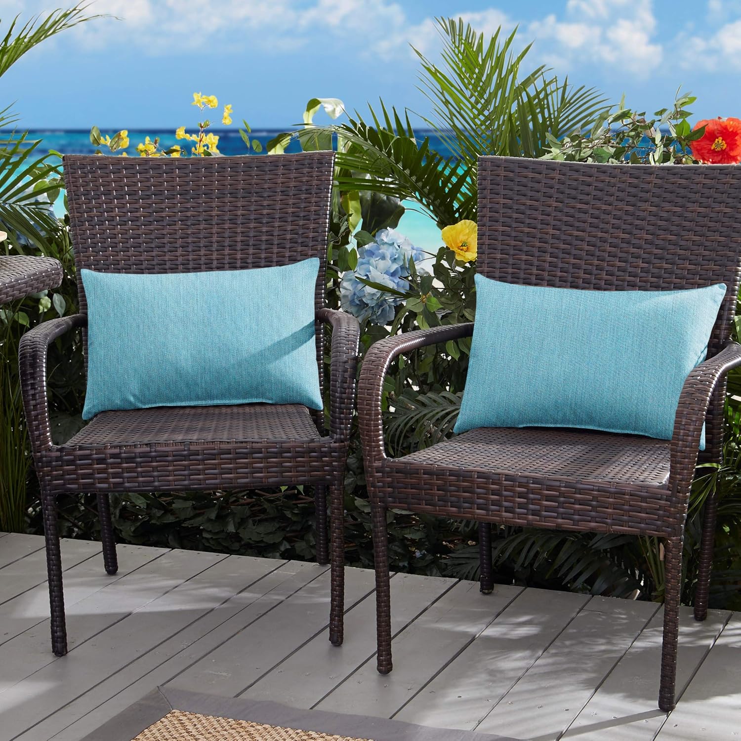 Sorra Home Sunbrella Solid Pillow Set, 13 in x 20 in, Cast Horizon