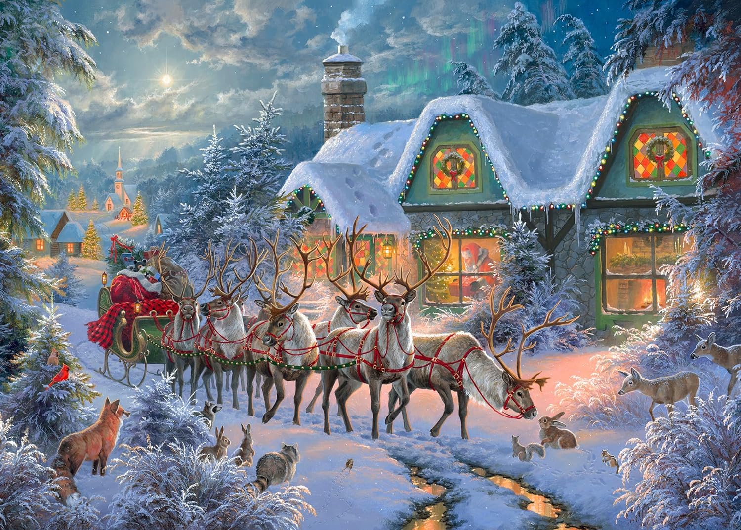 The Original Jigsaw Puzzle Advent Calendar 2025 – Christmas Magic, 24 Boxes 1008 Pieces, Xmas Holiday Countdown Gift, Fun for Kids, Adults, Family, Official Abraham Hunter Artwork