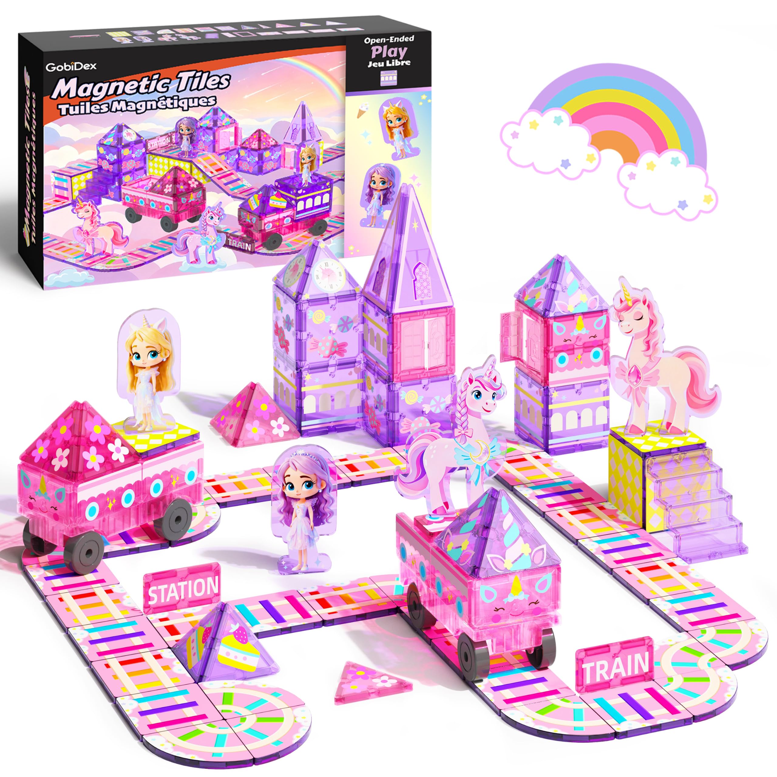 GobiDex 44PCS Magnetic Tiles Building Blocks for Kids Ages 3+