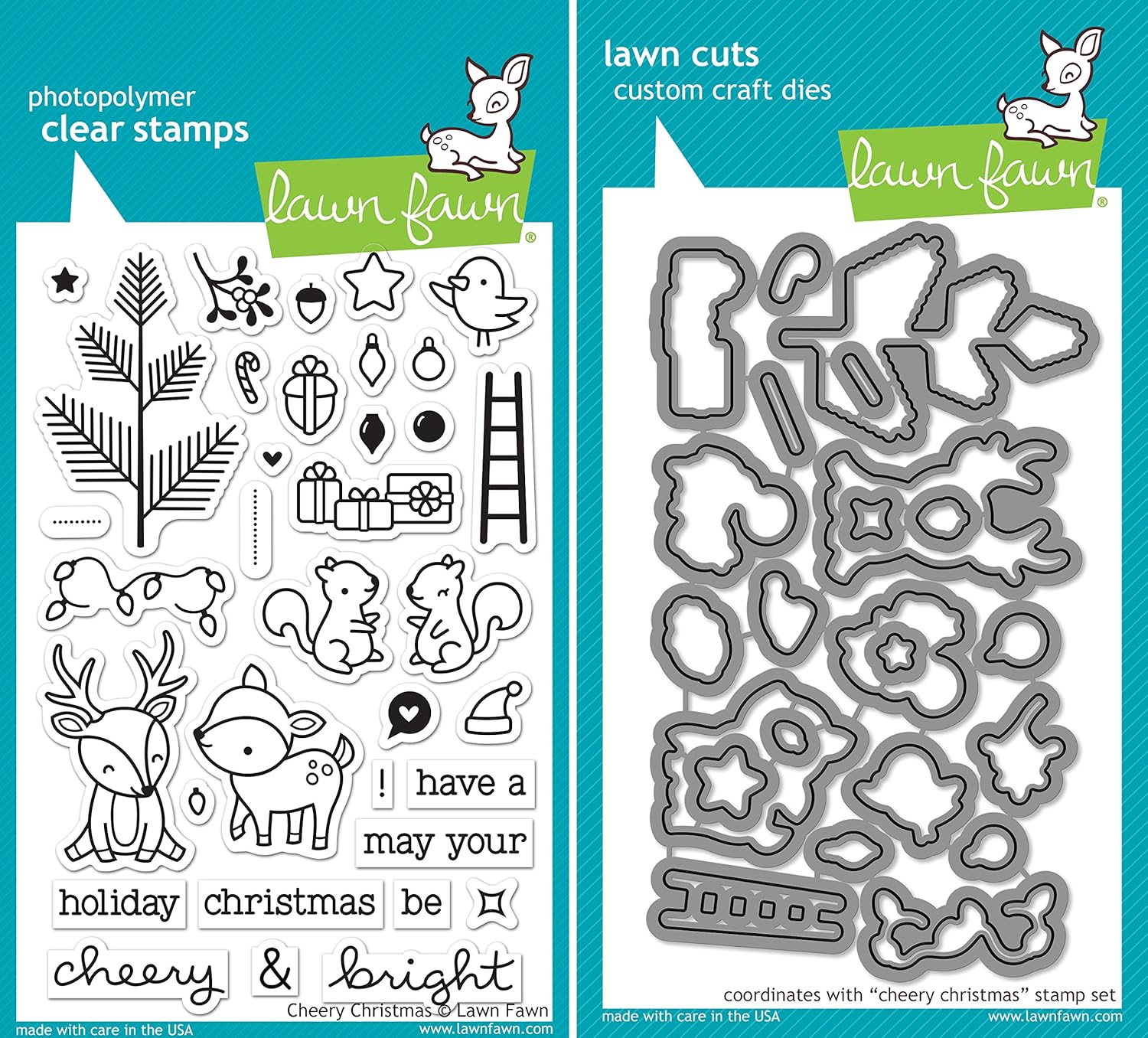 Lawn Fawn Cheery Christmas Clear Stamp and Die Set - Includes One Stamp (LF1216) and Die (LF1217) Bundle 2 Items