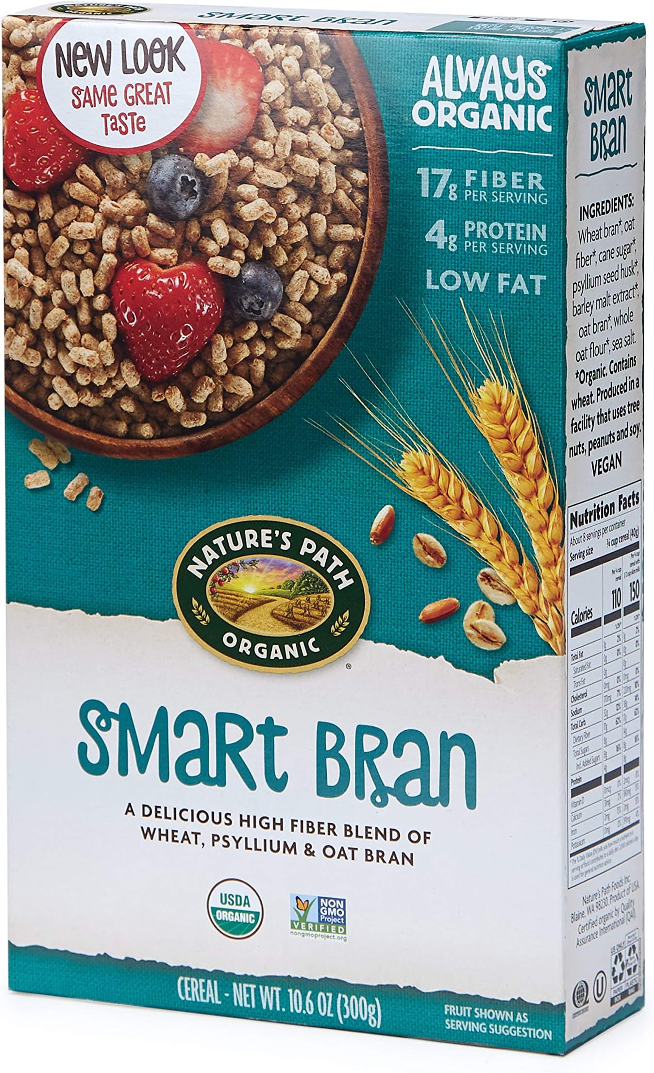 Nature's PathOrganic Smart Bran Cereal, 10.6 Ounce (Pack of 6), Non-GMO, 17g Fiber, 4g Protein