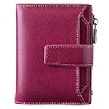 Women's Small Leather RFID Blocking Bifold Zipper Pocket Wallet Ladies Credit Card Slots Purse with id Window