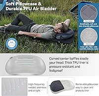 Vista 4 de MARCHWAY Almohada inflable ultraligera para acampar con funda suave y lavable, compacta, compresible, portátil, para campamento al aire libre, Gris
