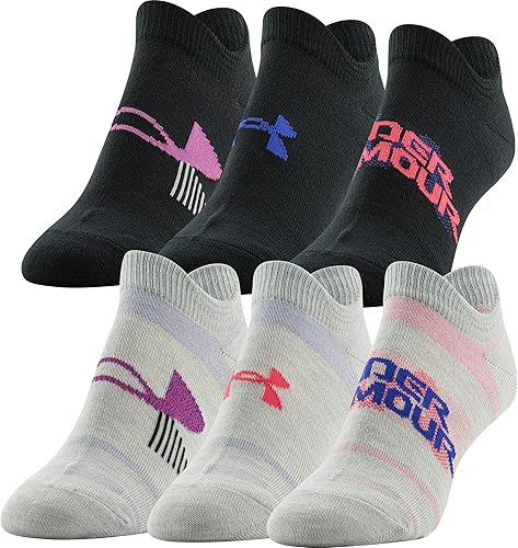 Under Armour Calcetines ligeros invisibles Essential 2.0 para mujer, 6 pares