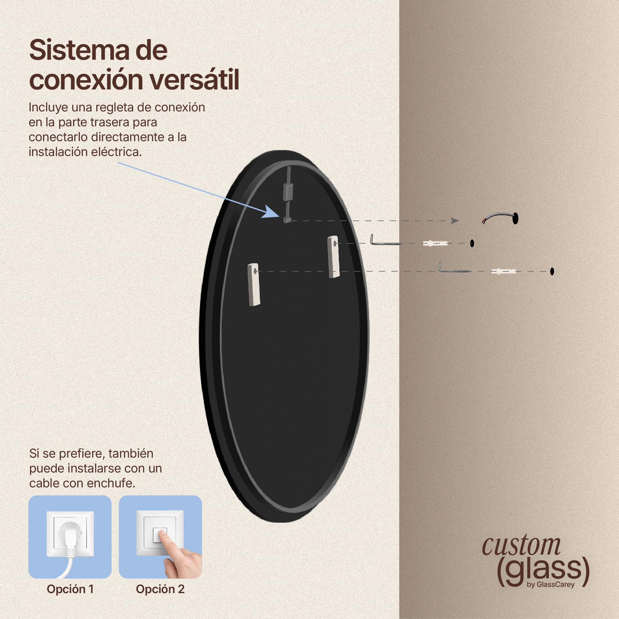 CustomGlass Espejo de Baño con iluminación Led Redondo Varias Medidas con Forma Circular Pared (Redondo 80 cm)