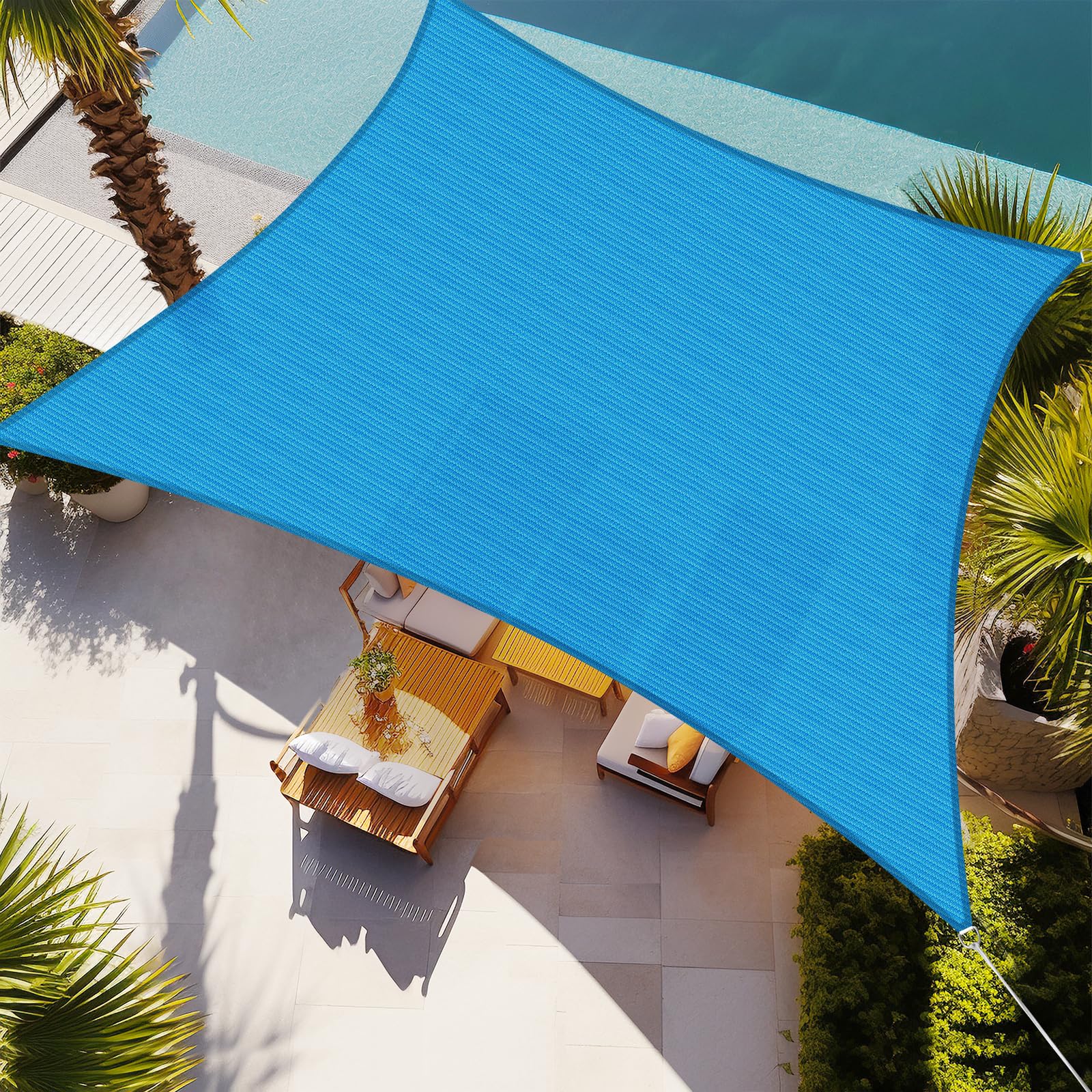 Shade&Beyond 4'x6' Sun Shade Sail Canopy Rectangle, UV Block Breathable Curved Shade Sail Turquoise Mixed for Backyard Garden Deck Outdoor (We Make