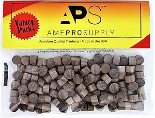 Walnut Wood Plugs 3/8 inch, Screw Hole Plugs, Flat Head Wood Plugs, Button Plugs, Screw Plug, Wooden Hole Plugs, Wood Caps, Wood Screw Covers, Wooden Screw Plugs, Wood Plug (120, 3/8 inch Walnut)