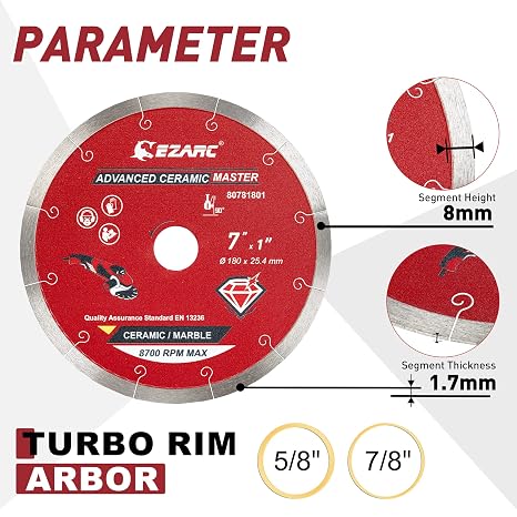 EZARC 4-1/2 inch Segmented Diamond Blade & EZARC 7 inch Diamond Saw Blade