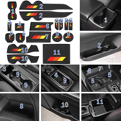 Miniatura 6 de SENSHINE Revestimientos personalizados para accesorios Toyota Tacoma 2016-2021 2022 2023, antideslizante, antipolvo, portavasos, consola central y