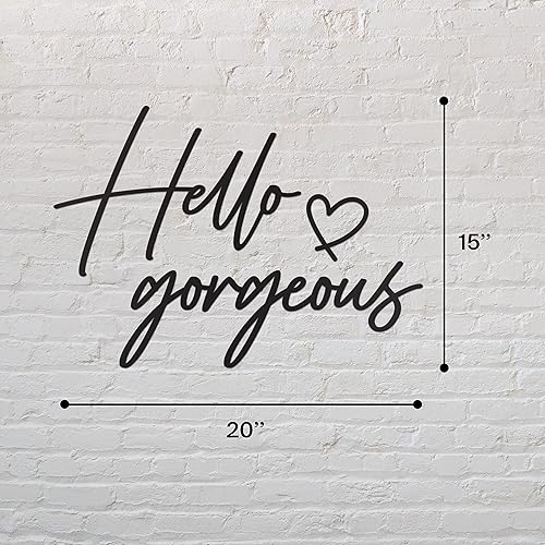 Miniatura 4 de Vivegate Letrero decorativo de pared de metal de Hello Gorgeous - 20 x 15 pulgadas negro moderno hermoso y hermoso letrero de pared de Hello