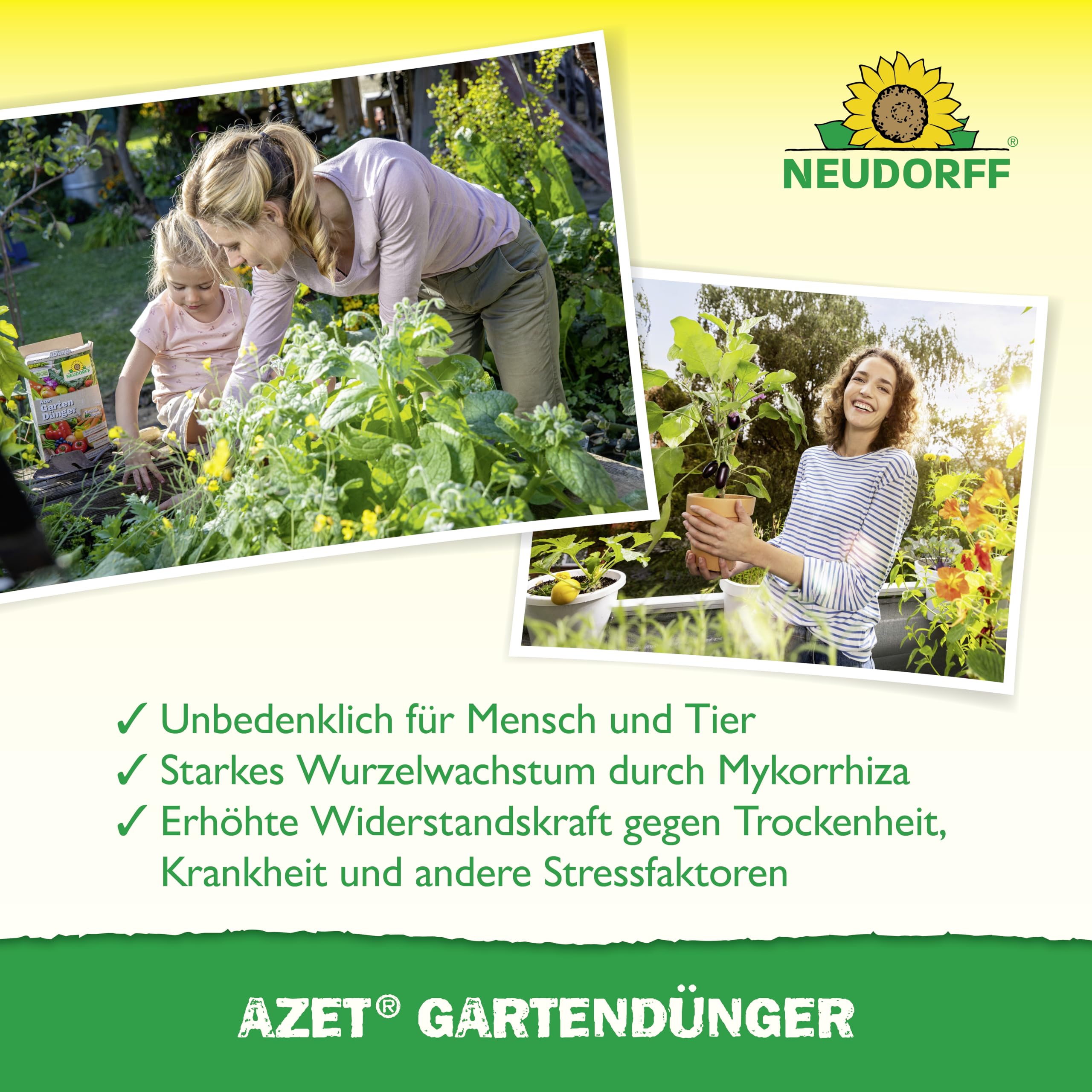 Neudorff Azet Gartendünger – Bio Universaldünger fördert die Blühkraft und reiche Ernte aller Gartenpflanzen mit natürlicher Sofort- & Langzeitwirkung, 10 kg