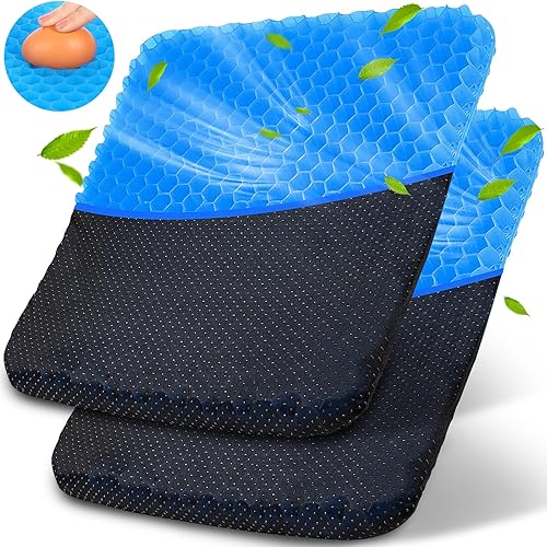 Paquete de 2 cojines de asiento de gel, cojines de silla de ruedas suaves de 1.8 pulgadas de grosor, cojines de asiento de alivio de presión para