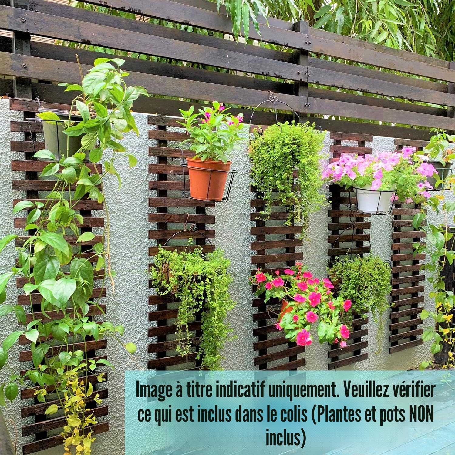 ShopLaLa Jardinière murale – Support en bois pour plantes succulentes d'intérieur et d'extérieur, orchidée vivante Cadre d'affichage vertical pour jardin, balcon, terrasse, salle de bain, Macetas para